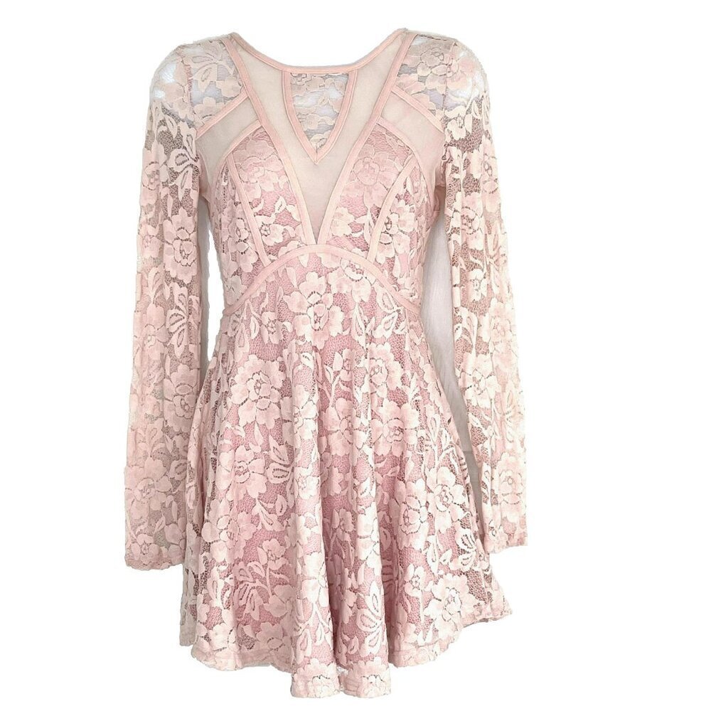 Windsor Babydoll Mini Dress Tunic sz S Lace Sheer Lined Party Homecoming